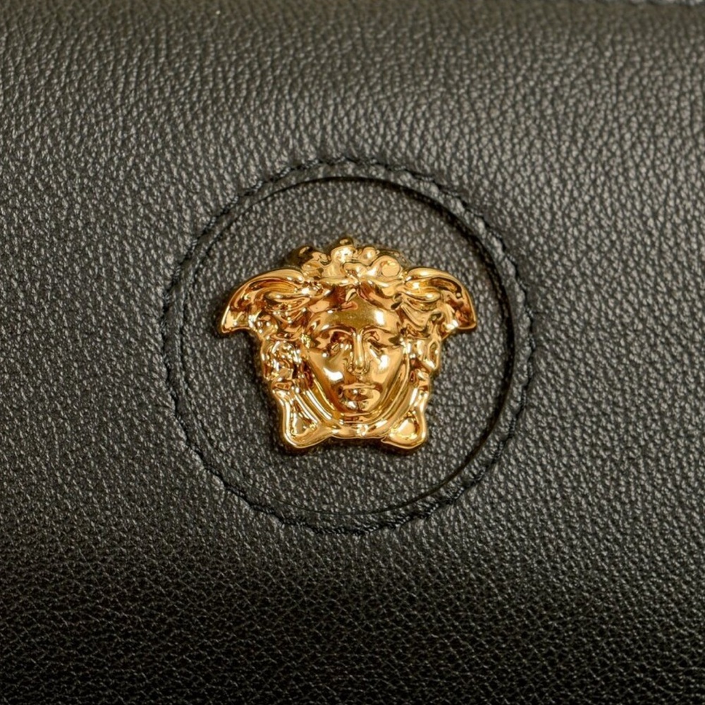 Versace Grained Calfskin Leather Shoulder Bag with Gold Medusa - Picture 8 of 17